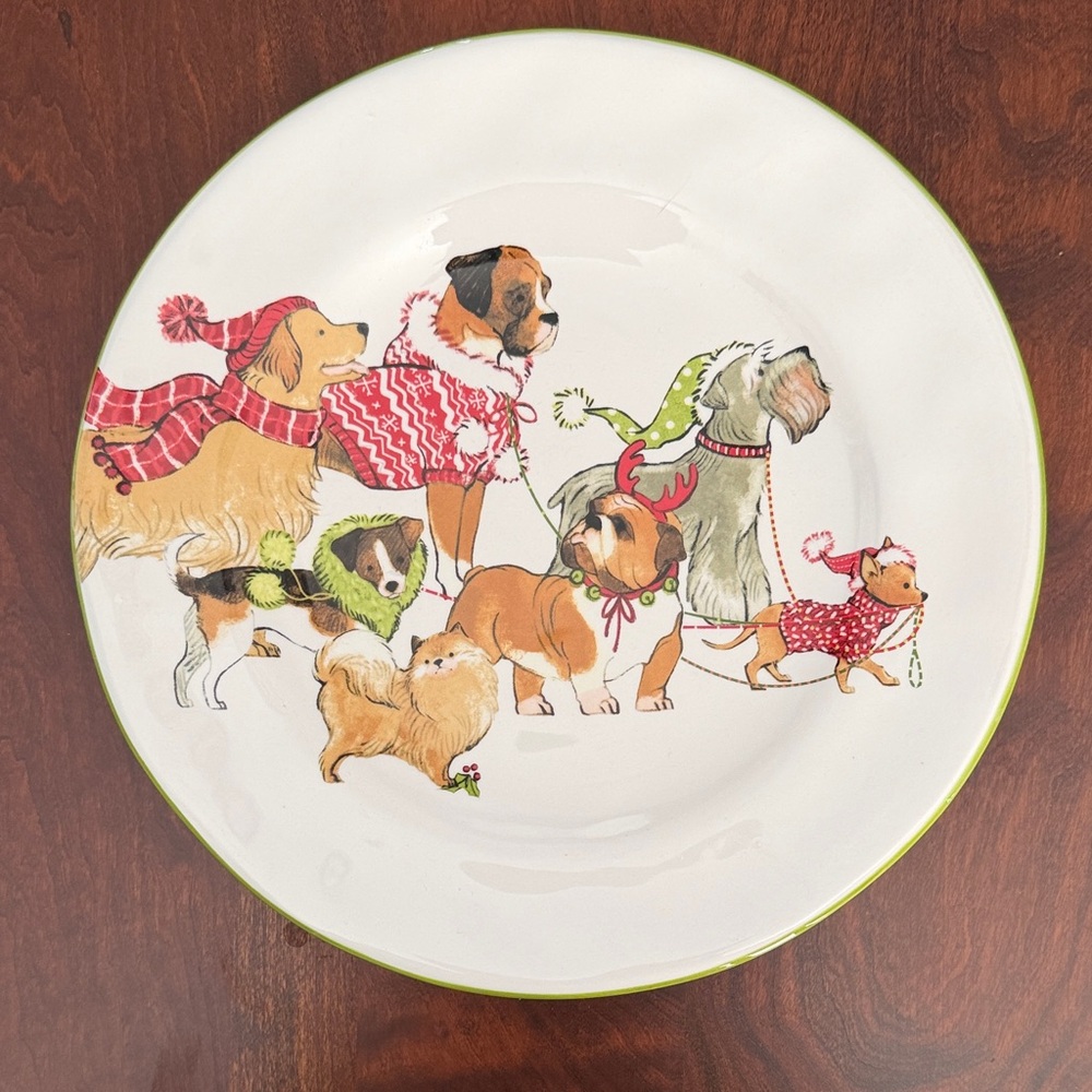 Pier 1 Imports Park Avenue Puppies Dogs Salad Dessert Plate 8.75”